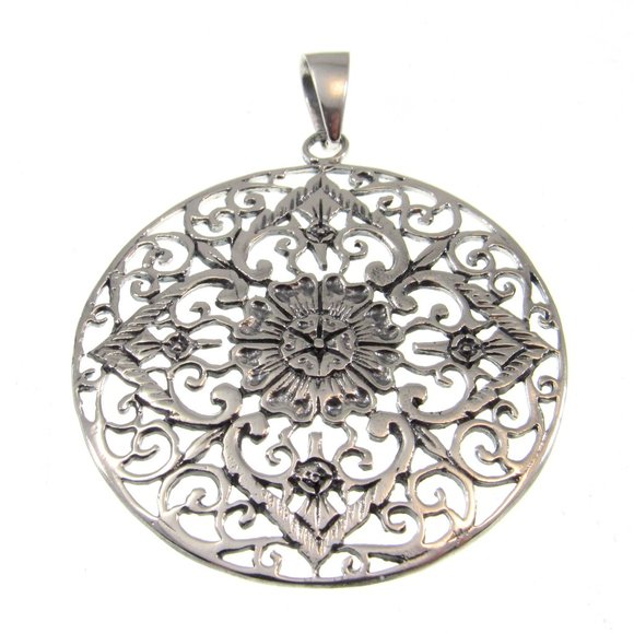 Solid 925 Sterling Silver Filigree Mandala Pendant – Sacred Geometry Bohemian - Picture 4 of 8